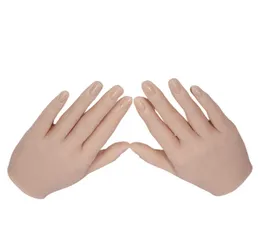 För silikonövning Hands naglar Lifesize Mannequin Female Model Display Hands False Finger Finger Nail Art Training Faux Hand Q0518323070