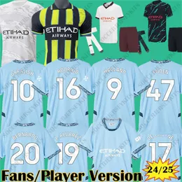 3xl 4xl Man City 24 25 Kit Kids Dragon Grealish Sterling Mahrez Fan Player de Bruyne Foden Manches Ters City Jersey Tops Haaland Soccer Jerseys