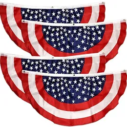 Flags 45x90cm على شكل مروحة لافتة الرايات الوطنية لافتة العلم الأمريكية وشرائط الولايات المتحدة الأمريكية في 4 يوليو R ميموريال يوم الاستقلال ديكورات في الهواء الطلق