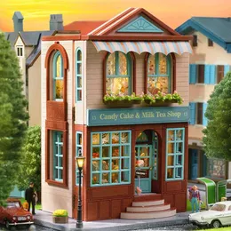 Архитектура/DIY House Doll House Kit Dessert Shop Mini Model Model Diy ручная 3D -головоломка