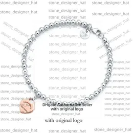 Bracciale di tiffanyjewelry 100% 925 Silver Fashion Round Bead Love Bracciale a forma di cuore Femmina Female Assistenti al fondo d'argento per la fidanzata Souvenir Gift 1376 4F55