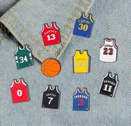 Brooches Creative Fashion Basketball Jersey Shape Brooch Unisex Sports Enamel Pin Sportswear Ball Bag Jacket Badge Jewelry Accesso4618595