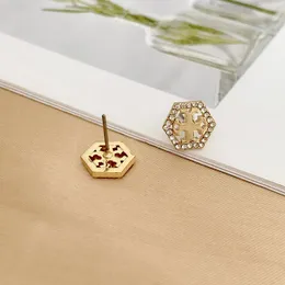 Come orecchini di design originali marca con borchie carine esagono con orecchini di moda diamanti 18k orecchini in ottone coperti in oro