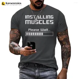 Herr t-skjortor högkvalitativ installerande muskler Vänta Laddar bar 3D-tryck T-shirt Män kvinnor Bodybuilding Casual Fitness Shirt 6xl