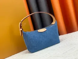 Дизайнерская сумка джинсовая джинсовая ткань Hobo Hills Clutch Magce France Luxury Emelcodery Canvas Mini Designer Summbumb Lady Trim Высококачественные сумки Shouder 20,5 см синий