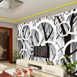 배경 화면 Wellyu Custom Wallpaper 3d Tree Silhouette Circle Fashion Living Room Bedroom TV 배경 벽지 살인 Papel de Parede