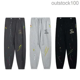 Casual Galerydapt pants high quality branded logo Hand drawn ink splashing graffiti and worn-out casual pants sanitary pants for men