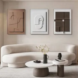 Nordic 3D Effect Geometrische Leinwand Malerei Wandkunst Abstrakt minimalistische Linien Kunstposterabdrücke für Wohnzimmer Wohnmund Wandgemälde