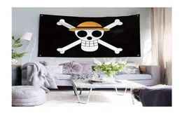 シャブープリントルフィワンピースジョリーロジャー海賊旗バナー3 x 5フィート4つの真鍮グロメット1380867