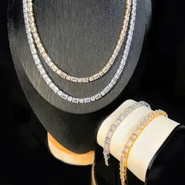 Quadrado em forma de redonda 1 fila bling 5a cz tênis de pedra hip hop chank colar gelo jóias de rocha para homens mulheres mulheres