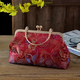 Ny retro stil brokadstruktur broderad hanfu väska handväska cheongsam väska nyår väska mamma väska