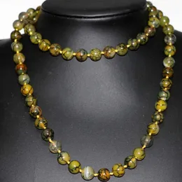 Beaded halsband gratis leverans gul natursten drake mönster agat 10mm rund pärla lång kedja halsband kvinnor smycken 35 tum d240514