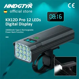 Lichter Fahrradlichter 12 LEDs Fahrradlicht max. 5000 lm digitaler Indikator USB wiederaufladbare Taschenlampe für Scheinwerfer 18650 Batterie MTB Cycle L