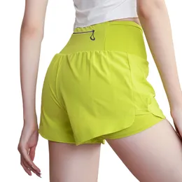 L-350 Women's Outdoor Shorts, Fake Two Pieces with Zipper Pockets High Waist Running Yoga Shorts, Quick Dry Shorts - Amazon Bestsellers