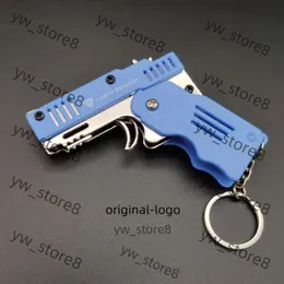 Model gun keychain Mini Keychain Gun Rubber Band Gun Toy Pistol Alloy Kid Outdoor Party Folding Metal Gusn Gifts Boyfriend Fidget Toys 6a85