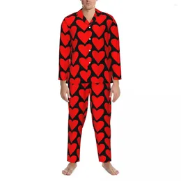 Домашняя одежда покер красное сердце пижама набор весна в день святого Валентина каваи
