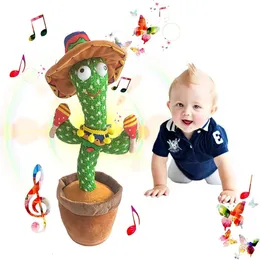 Dans eden Kaktüs Talking Cactus Bebek Oyuncakları 120 PCS SING MÜZİK ŞARKILARI KAYIT USB Şarj Cihazını Tekrarla Çocuklar İçin Hediyeler Hediyeleri 240515