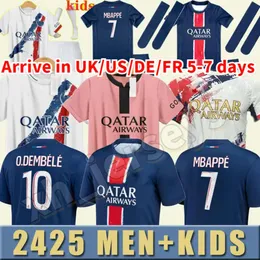 24 25 Mbappe Soccer Jerseys 2023 2024 Paris di Maria Wijnaldum Sergio Ramos Hakimi Maillots de adult and Kids Football Shirt Icardi Verratti الثالث الرابع