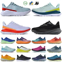 حان الوقت للطيران Hok One Bondi Running Shoes Clifton 8 9 Black White Trainer Sneakers مصمم نساء الرجال الصيف البرتقالي Amber Hoks Womens Free