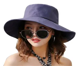 Sommerfrauen Uvprotection Sun Hats Fashion Ladies Wide Bim Caps Foldable Cotton Bowknot Outdoor Beach Muts3184693