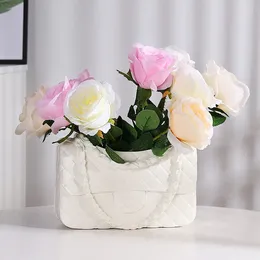 Planterare handväska vas kreativt mode vardagsrum ingång TV skåp dekoration torkade blommor och blomkruka
