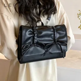 Leftside Bow Design Womens Small Y2K Korean Fashion Backpack Girls School Bag Cute Pu Leather Travel Sweet Back Pack 240508