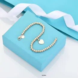 Charm Bracelets Neu 100% 925 Sterling Silber Armband Anhänger Tag Frauen Herz Perlenkette Roségold TF Gold luxuriös für Frauen Mode Schmuck Designer Armband