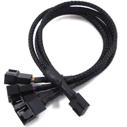 2024 4 Pin PWM Kabel wentylatora 1 do 2/3/4 sposoby rozdzielacz czarnego rękawa 27 cm złącza kabla przedłużającego kable PWM Kable sprzętowe dla PWM
