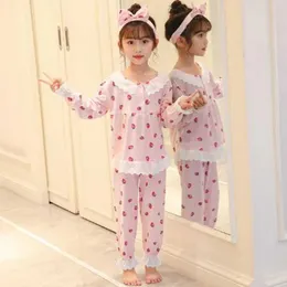 Паджама весна и осенние девочки пижама набор детская домашняя одежда пижамы хлопок с длинными рукавами