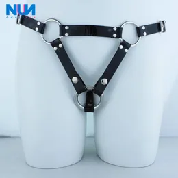 Nuun Mens Chastity Equipment Elastic Belt Accessoriesウェアラブルレザーパンツ調整可能なBDSMバインディングPUとチキンケージテープセクシャルおもちゃ240430