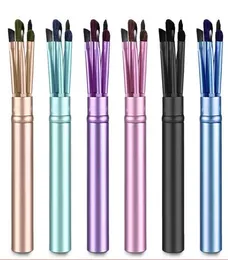 Макияж щетки, установленная 5peece Feece Cosmetic Brush Brush Bearner Tools Tools Eyeshadoweyebrowlipseeeliner щетка с цветной железной трубкой6628463