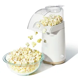 16 kopp varmluftselektrisk popcornstillverkare, vit glasyr