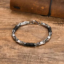 Pulseiras de link mprainbow punk bizantino para homens meninos cor pretos cor prata em aço inoxidável jóias de pulseira artesanal