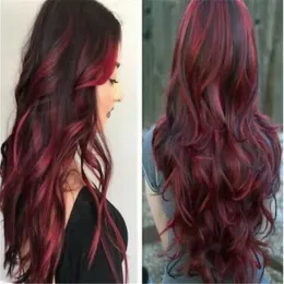 Wigs 100% Free shipp New High Quality Fashion Picture full lace wigs>>Fashion Women's Wigs 70cm Red Wine Medium Long Wavy Anime Cosplay