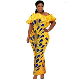 エスニック服のローブアフリカンドレス女性オフショーダー帝国ダシキアフリカ夏の印刷セクシーなロングパーティードレスベスティドスドロップdhp74