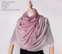 Schals Naizaiga 100 Kaschmir 80200 cm gestreiftes arnndyed rosa hellblau beige graue Frauen Winter Schal Sn2126240795