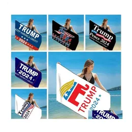 Bandeiras de banner Towels de banho de tecido seco rápido Presidente Trump Towel 2024 Us IMPRIMENTO Cobertor de areia para chuveiro de viagem DHH95 0422 JJ 5.15
