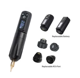 Wireless Tattoo Battle Pen Pen Rotary Gun Rapeable Good Motor Digital Display Tattoo Kit Makeup Pen1749334