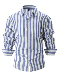 Camicia a strisce casual abito retrò abito da stampa camisa camicetta hawaiane top hawaiane nuove camicie da uomo a maniche lunghe