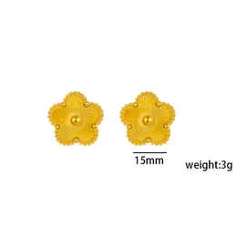 Nuovo set di orecchini in bracciale a fiore a cinque foglie Set di dollari in stile semplice in stile Designer laser bracciale laser 18 orecchini a bobina oro.