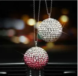 Decorations 1 X Car Rear View Mirror Charms Crystal Bling Ball Hanging Ornament Rhinestone Interior Decor Crystal Ball Lucky Charm Pendant