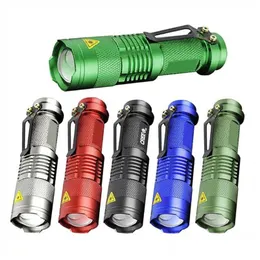 Laser Pointer Wholesale 7W 300Lm Sk-68 Odes Mini Q5 Led Flashlight Torch Tactical Lamp Adjustable Focus Zoomable Light 5 Colors Drop Dhiet