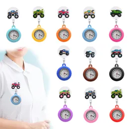 Party Favor Truck 9 Clip Pocket Watches Sile Brooch Fob Medical Nurse Watch Retractable Badge Reel Hanging Quartz For Nurses Women Dro Ot86M
