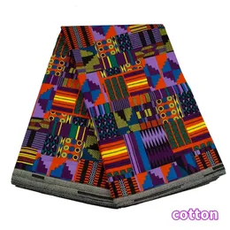Xiaohuagua African Fabric Kente Pattern100％綿材料女性ドレス縫製布240511