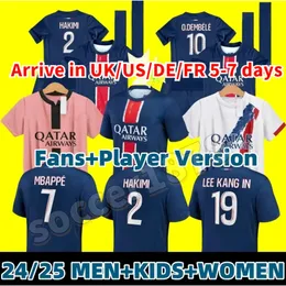 2024 Mbappe Hakimi Четвертый футбольный майки Paris Maillot de Foot Marquinhos Asense Football Forbing Hommes Men Kid