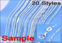 Jemmin smycken provordning 20 st mix 20 stilar 18quot äkta 925 sterling silver länk halsband set chainslobster clasps 925 t1540846