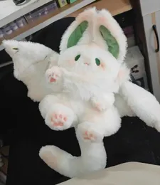 Fyllda plyschdjur Kawaii Animal Creative Magic Spirit Rabbit Plush Doll Filling Pillow Soft Childrens Toy Girl Flying Sky White Bat Plush Toy B240515