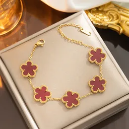 Plum de luxo Blossom Bracelete de dupla face feminino moda feminina Five Flower Flower Bracelets Designer de jóias de jóias Projetado para mulheres Love Gift Bracelet