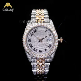 Goldleaf Fine Jewelry Custom Mechanical Moissanite Watch Round Dial Luxus Full Pave VVS Moissanite Uhr