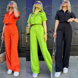 Tasarımcı Kadın Terzilleri Yaz Seti Kadınlar Kısa Kollu Mizaç Moda Sıradan Silm İki Parça Kıyafet